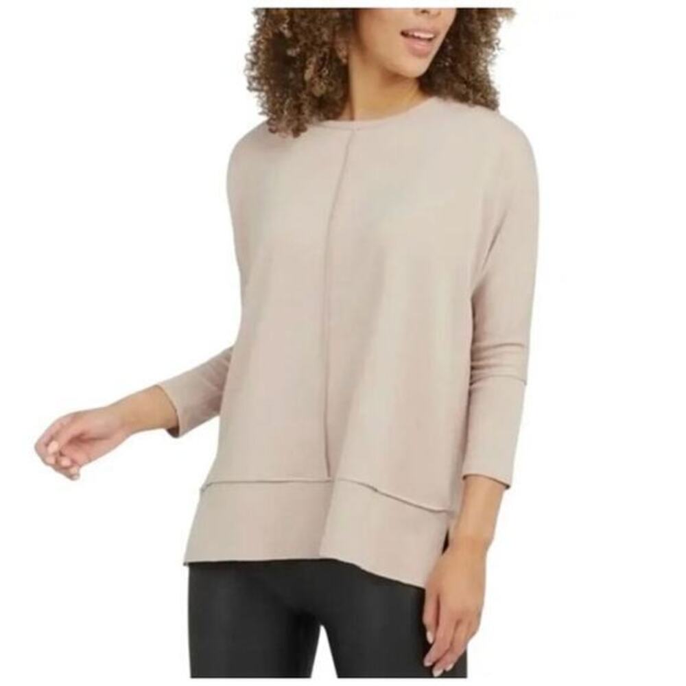 SPANX Perfect Length Dolman Beige Oat 3/4 Sleeve Tunic Pullover Top cozy Medium